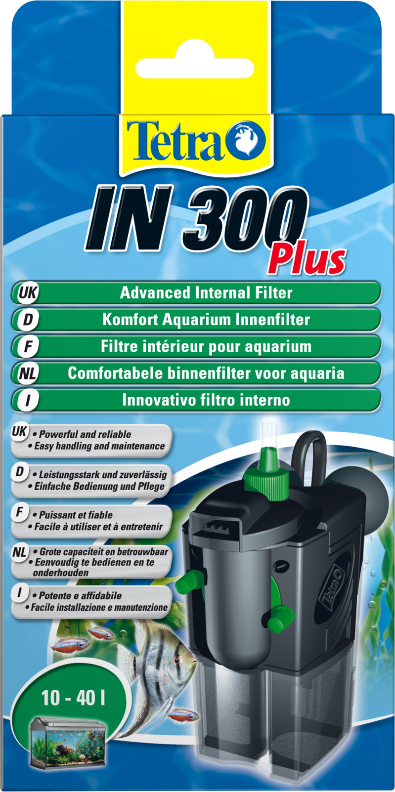 Filtre Intérieur pour Aquarium de 10 à 40L TETRA IN 300 Plus 