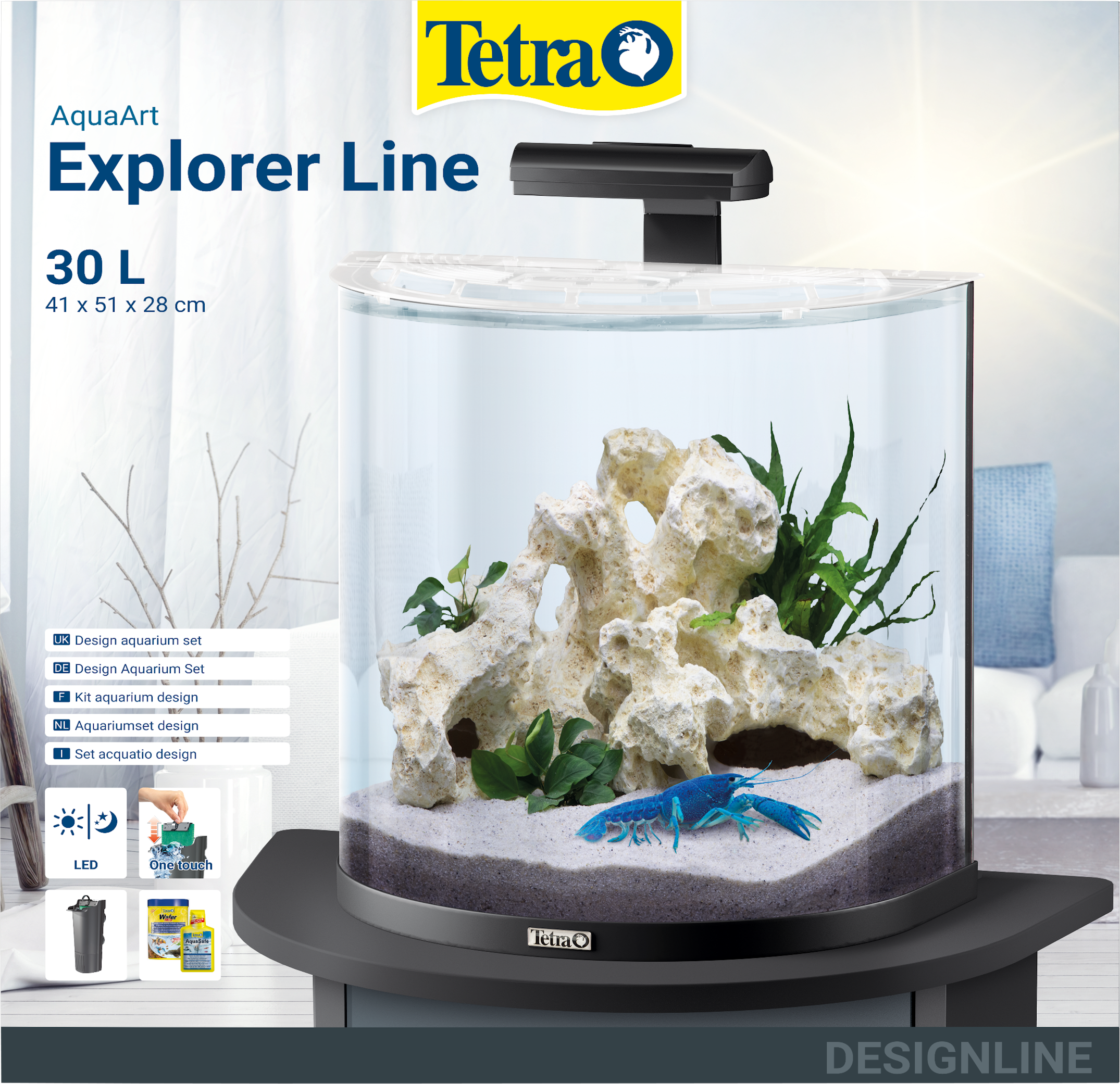 - Line LED AquaArt aquarium set 30L Explorer Crayfish: Tetra Tetra