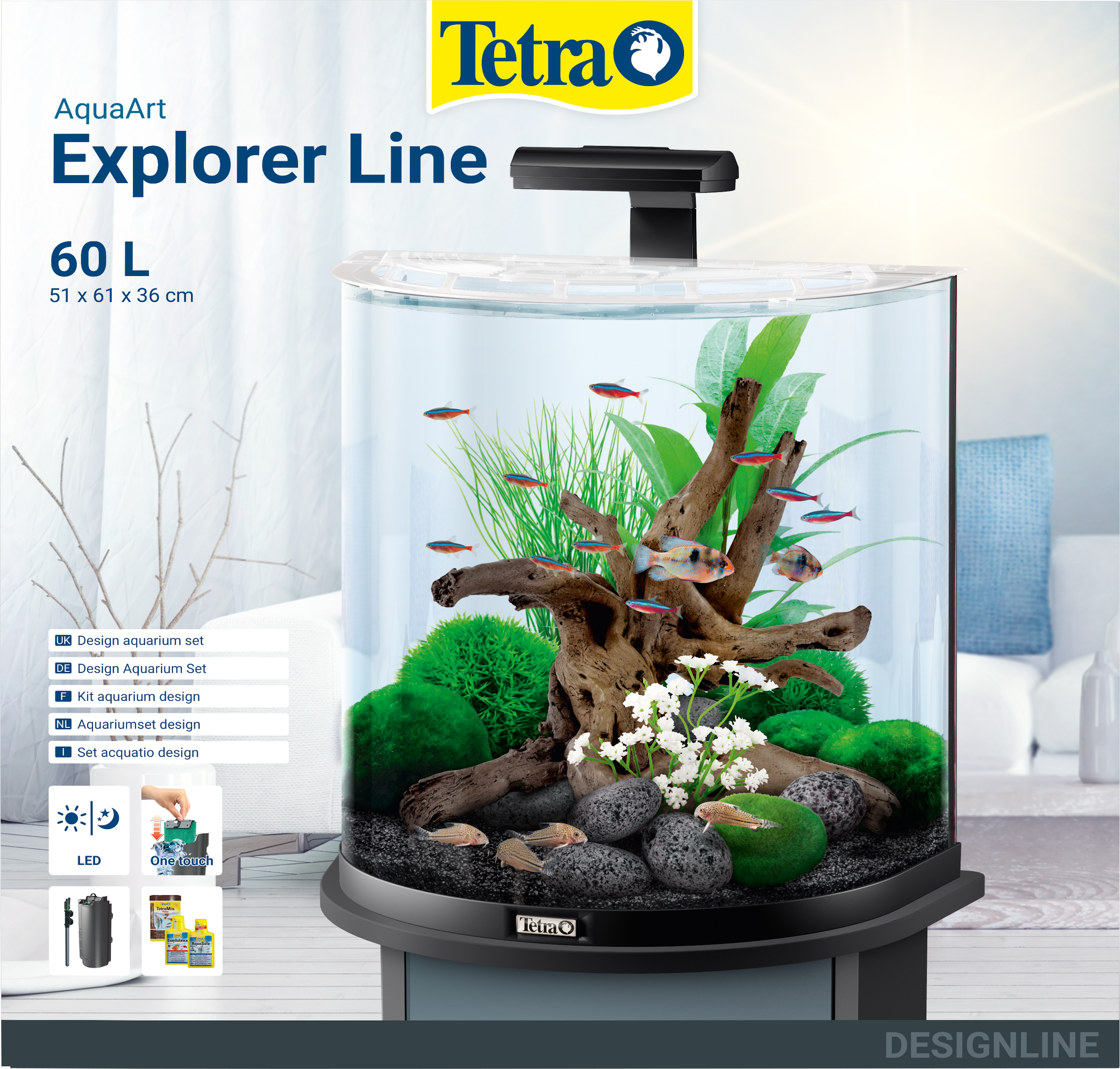 60L Tetra AquaArt LED Line aquarium set: